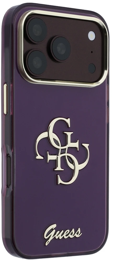 Dėklas Guess IML 4G Script Metal case for iPhone 17 Pro / 18 Pro - burgundy