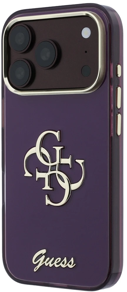 Dėklas Guess IML 4G Script Metal case for iPhone 17 Pro / 18 Pro - burgundy