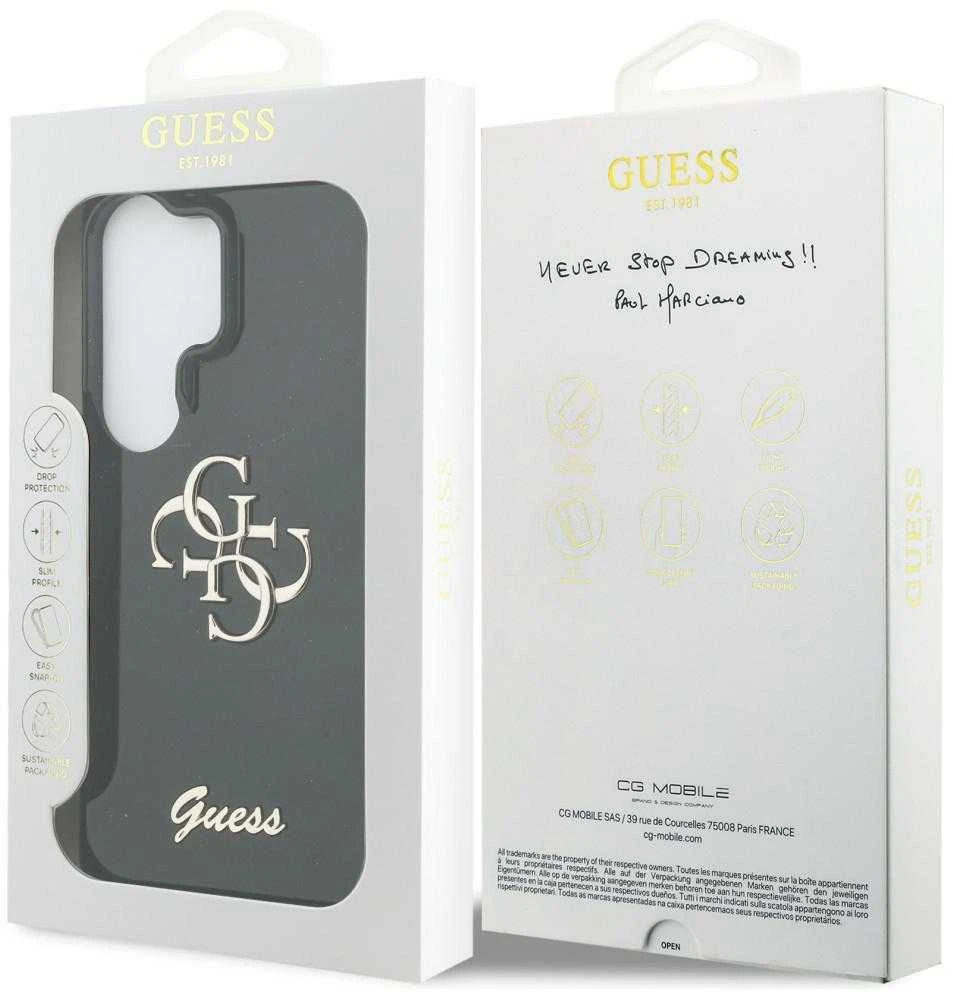 Guess IML 4G Script Metal Logo dėklas skirtas Samsung Galaxy 26 Ultra juodos spalvos