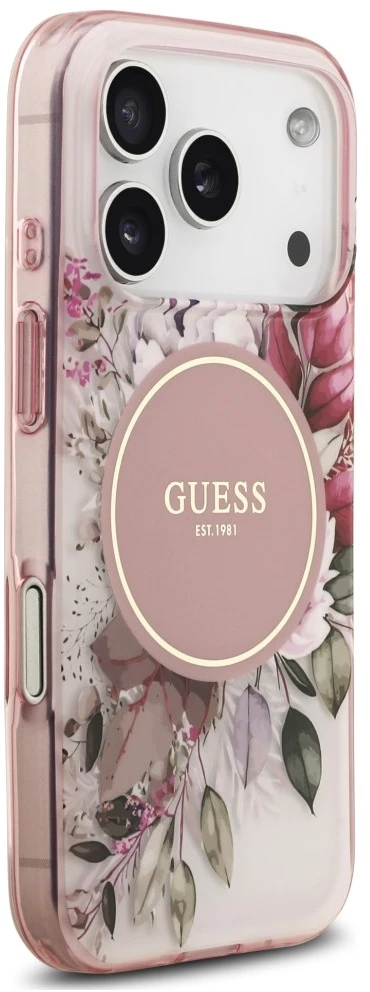 Dėklas Guess IML Flower & Tonal Circle MagSafe do iPhone 18 Pro Max / 17 Pro Max rožinė