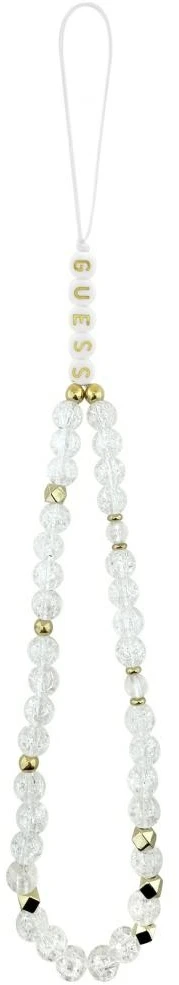 Dėklas Guess IML Flowers Allover Electroplated with Pearl Strap MagSafe do iPhone 18 Pro Max / 17 Pro Max balta