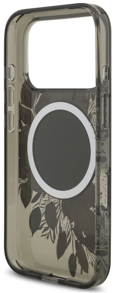 Dėklas Guess IML Flowers Pearl Strap MagSafe do iPhone 18 Pro / 17 Pro juoda