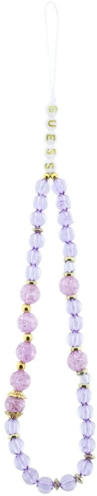 Dėklas Guess IML Flowers Pearl Strap MagSafe skirtas iPhone 18 Pro / 17 Pro violetinis