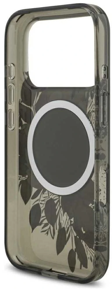 Guess IML Flowers Strap MagSafe dėklas skirtas Apple iPhone 17 Pro juodos spalvos