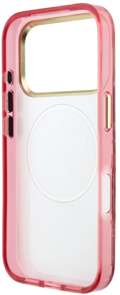 Dėklas Guess IML Glitter Blossom Roses do iPhone 18 Pro Max / 17 Pro Max bordo spalvos