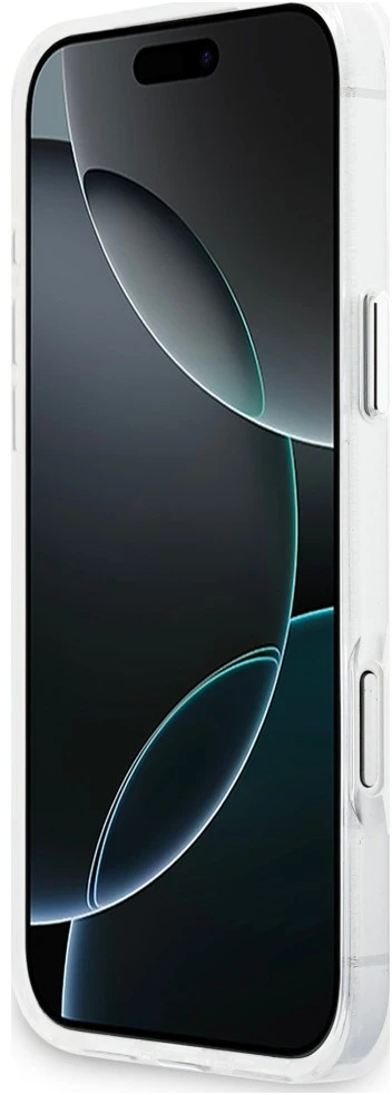 Dėklas Guess IML Gradient Triangle Logo MagSafe do iPhone 18 Pro Max / 17 Pro Max permatomas