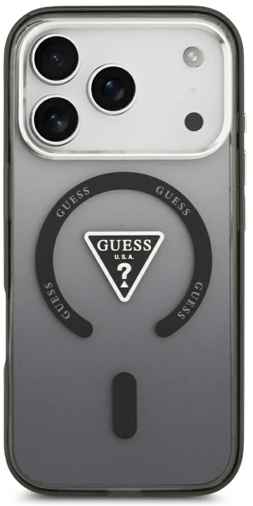 Dėklas Guess IML Gradient Triangle Logo MagSafe do iPhone 18 Pro Max / 17 Pro Max juoda