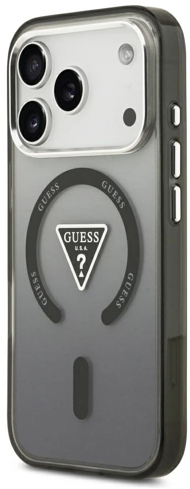 Dėklas Guess IML Gradient Triangle Logo MagSafe do iPhone 18 Pro Max / 17 Pro Max juoda