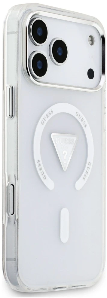 Dėklas Guess IML Gradient Triangle Logo MagSafe do iPhone 18 Pro Max / 17 Pro Max permatomas