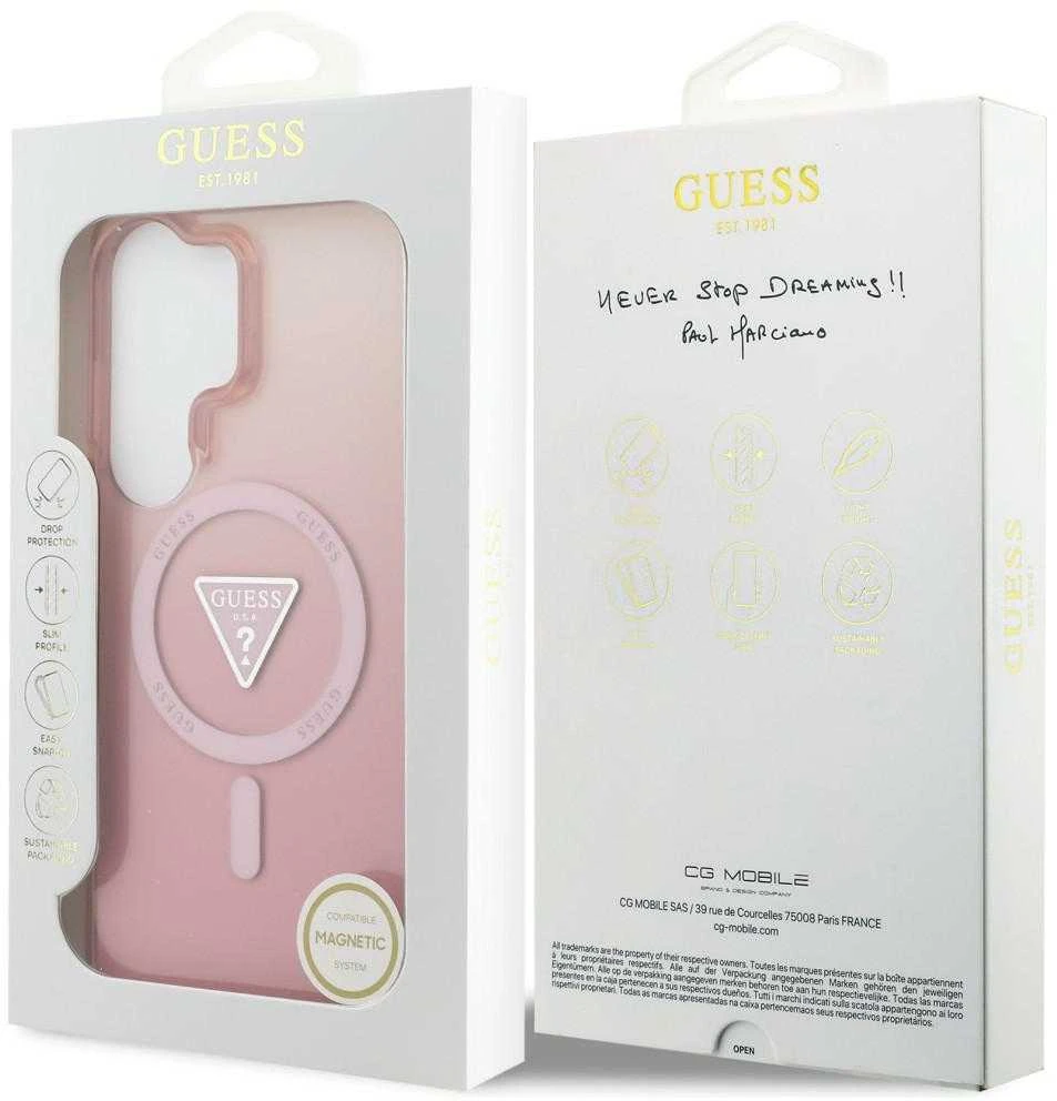 Dėklas Guess IML Gradient Triangle MagSafe Samsung Galaxy S26 Ultra rožinės spalvos