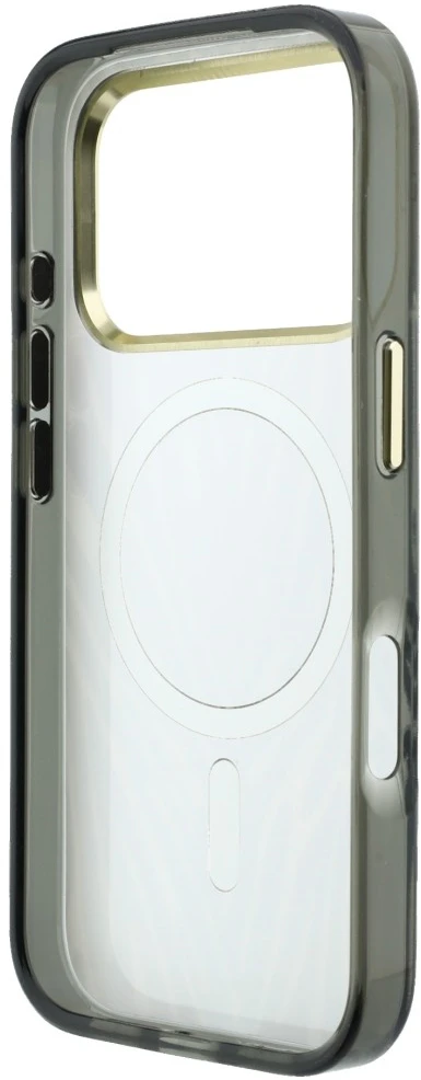 Dėklas Guess IML Zebra Glitter Triangle Logo MagSafe do iPhone 18 Pro Max / 17 Pro Max sidabrinė