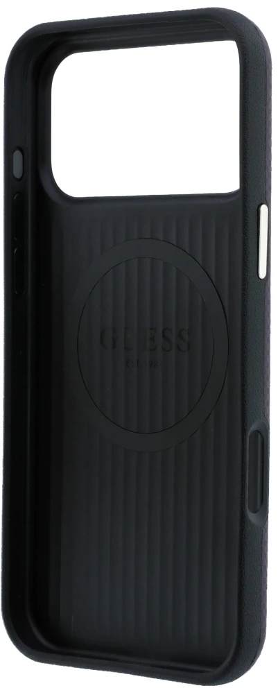 Dėklas Guess Kevlar Triangle Logo MagSafe do iPhone 18 Pro Max / 17 Pro Max bordo spalvos