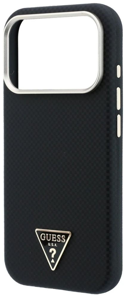 Dėklas Guess Kevlar Triangle Logo MagSafe do iPhone 18 Pro / 17 Pro juoda