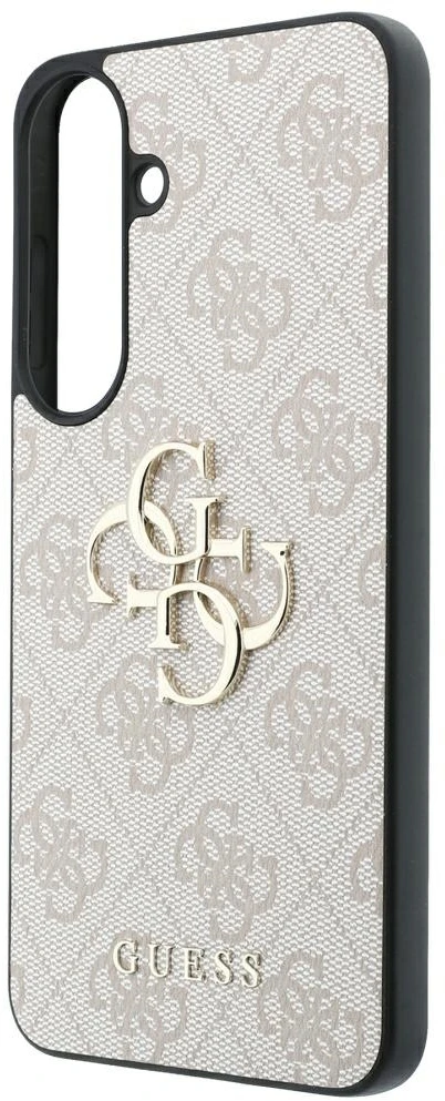 Dėklas Guess Leather 4G Metal Logo do Samsung Galaxy S26 FE rožinė