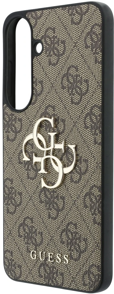 Dėklas Guess Leather 4G Metal Logo do Samsung Galaxy S26 FE ruda