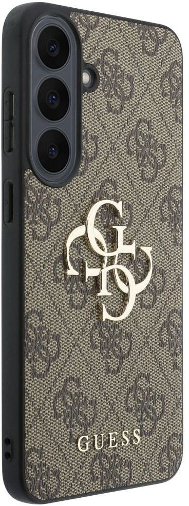 Dėklas Guess Leather 4G Metal Logo do Samsung Galaxy S26 FE ruda