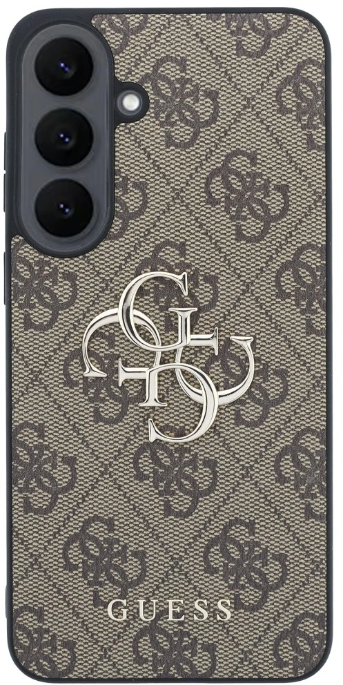 Dėklas Guess Leather 4G Metal Logo do Samsung Galaxy S26 FE ruda