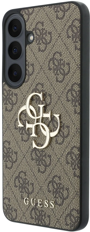 Dėklas Guess Leather 4G Metal Logo do Samsung Galaxy S26 FE ruda