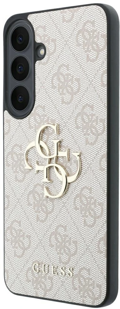 Dėklas Guess Leather 4G Metal Logo do Samsung Galaxy S26 FE rožinė