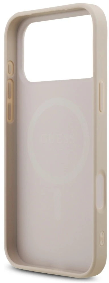 Dėklas Guess Leather 4G Triangle Strass MagSafe Case for iPhone 17 Pro Max / 18 Pro Max - Rožinė