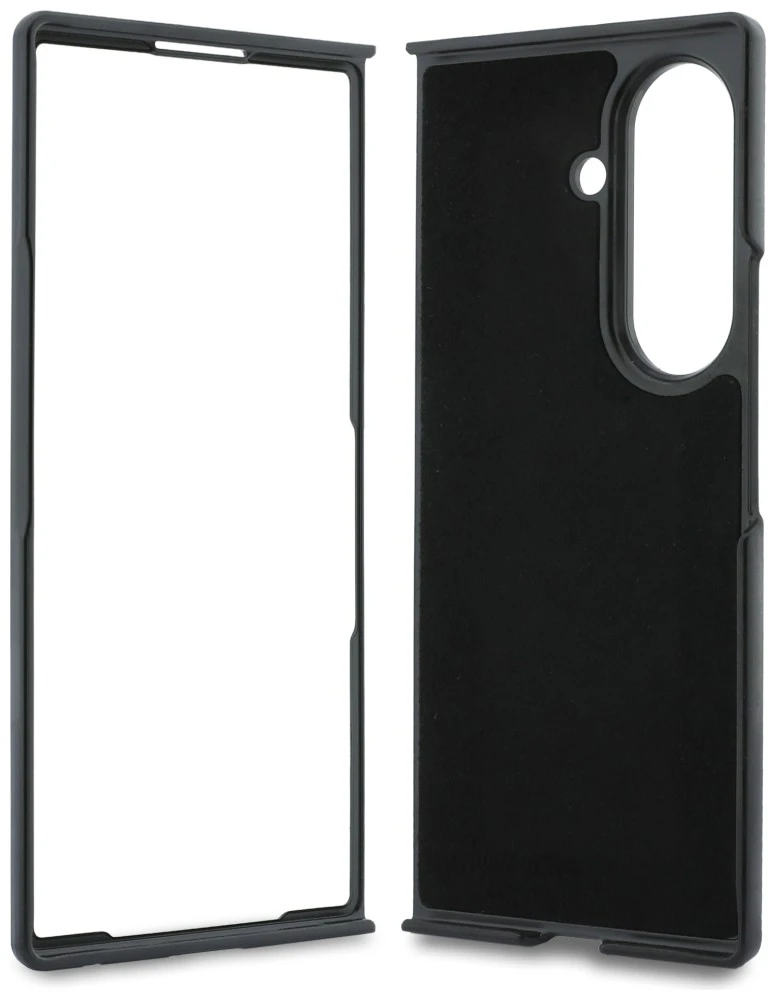 Dėklas Guess Magnetic Ring Stand Grained Classic Logo MagSafe do Samsung Galaxy Z Fold8 Ultra smėlio spalva