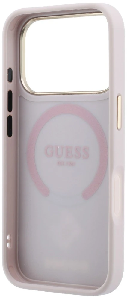 Dėklas Guess Peony 4G Small Logo MagSafe skirtas iPhone 18 Pro / 17 Pro rožinis