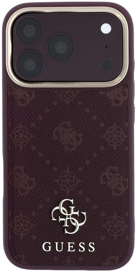 Dėklas Guess Peony 4G Small Logo MagSafe do iPhone 18 Pro / 17 Pro bordo spalvos
