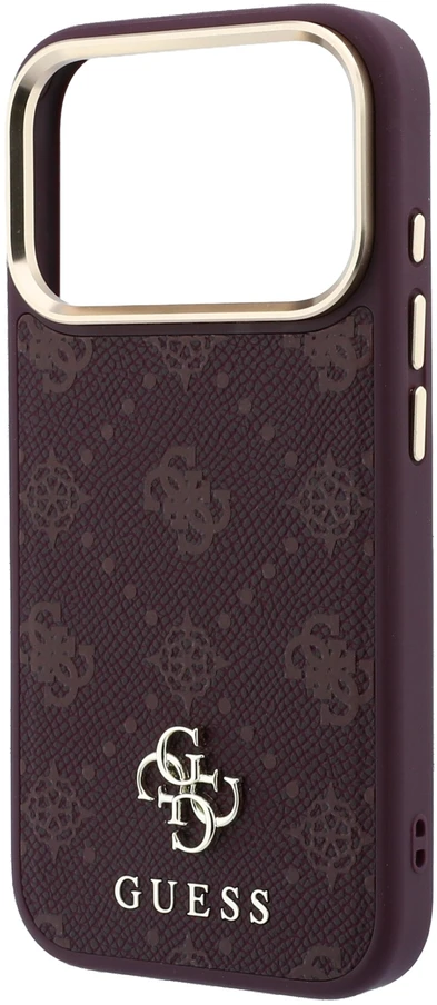 Dėklas Guess Peony 4G Small Logo MagSafe do iPhone 18 Pro / 17 Pro bordo spalvos