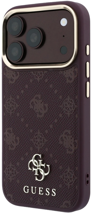 Dėklas Guess Peony 4G Small Logo MagSafe do iPhone 18 Pro / 17 Pro bordo spalvos