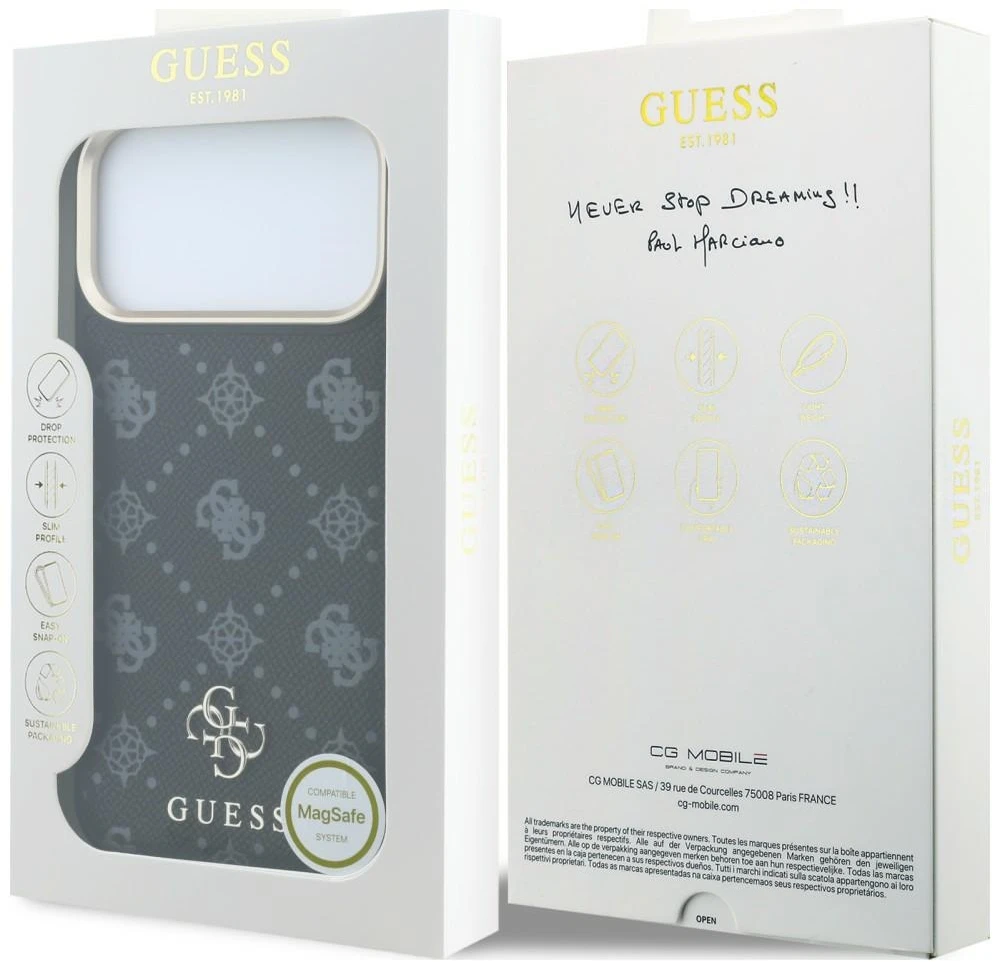 Dėklas Guess Peony 4G Small Logo MagSafe do iPhone 18 Pro Max / 17 Pro Max juoda