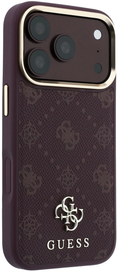 Dėklas Guess Peony 4G Small Logo MagSafe do iPhone 18 Pro / 17 Pro bordo spalvos