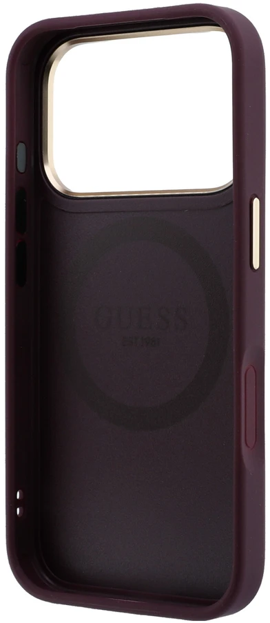 Dėklas Guess Peony 4G Small Logo MagSafe do iPhone 18 Pro / 17 Pro bordo spalvos