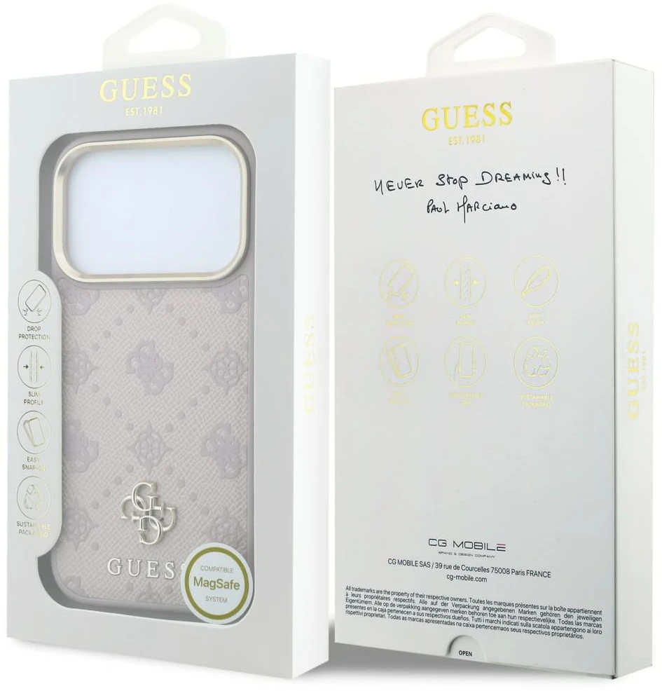 Dėklas Guess Peony 4G Small Logo MagSafe iPhone 18 Pro Max / 17 Pro Max rausvas