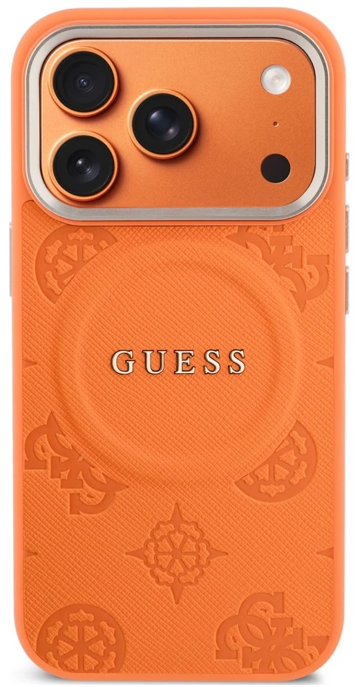 Dėklas Guess Peony Hot Stamp MagSafe do iPhone 18 Pro Max / 17 Pro Max oranžinė