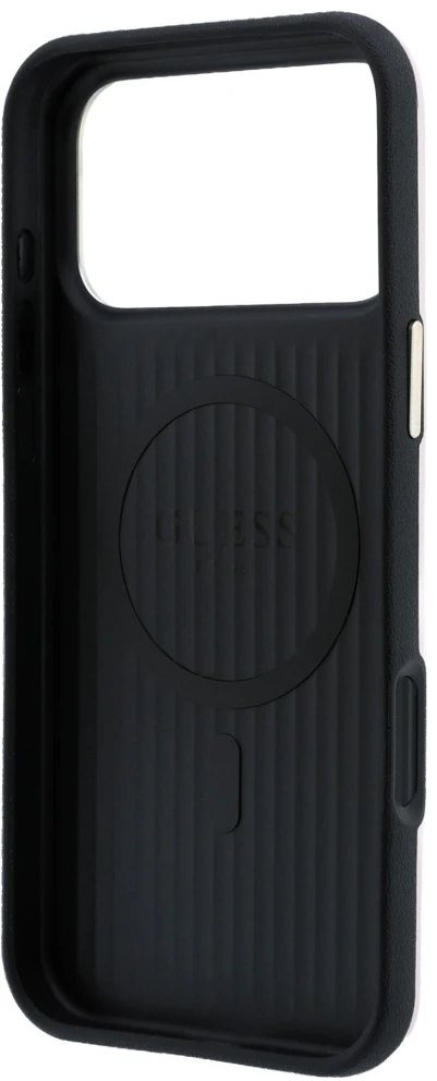 Dėklas Guess Perforated 4G Gold Logo Magsafe do iPhone 18 Pro / 17 Pro rožinė