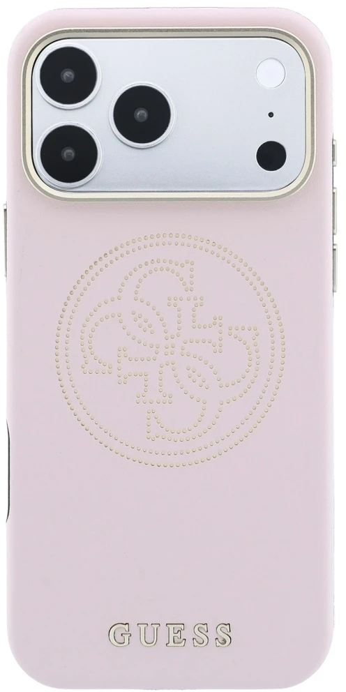 Dėklas Guess Perforated 4G Gold Logo Magsafe do iPhone 18 Pro / 17 Pro rožinė