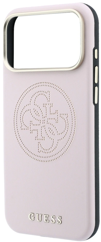 Dėklas Guess Perforated 4G Gold Logo Magsafe do iPhone 18 Pro / 17 Pro rožinė