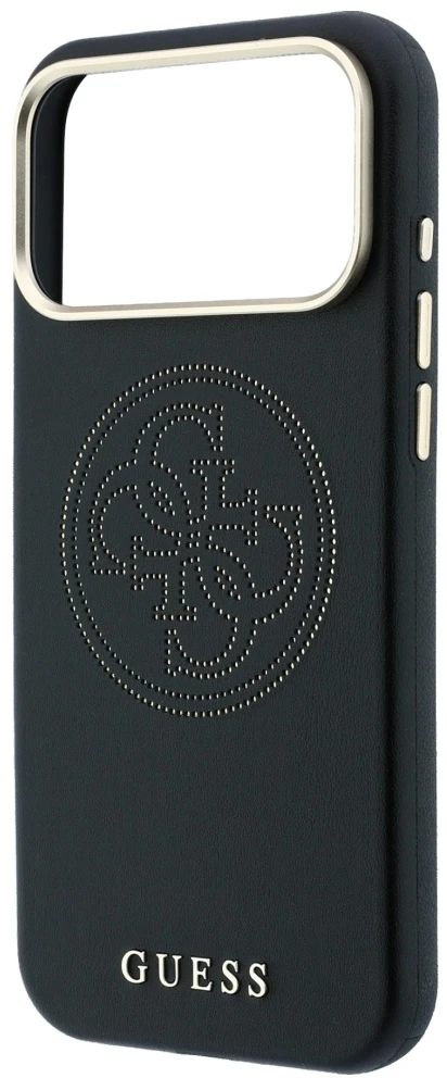 Dėklas Guess Perforated 4G Gold Logo Magsafe do iPhone 18 Pro / 17 Pro juoda