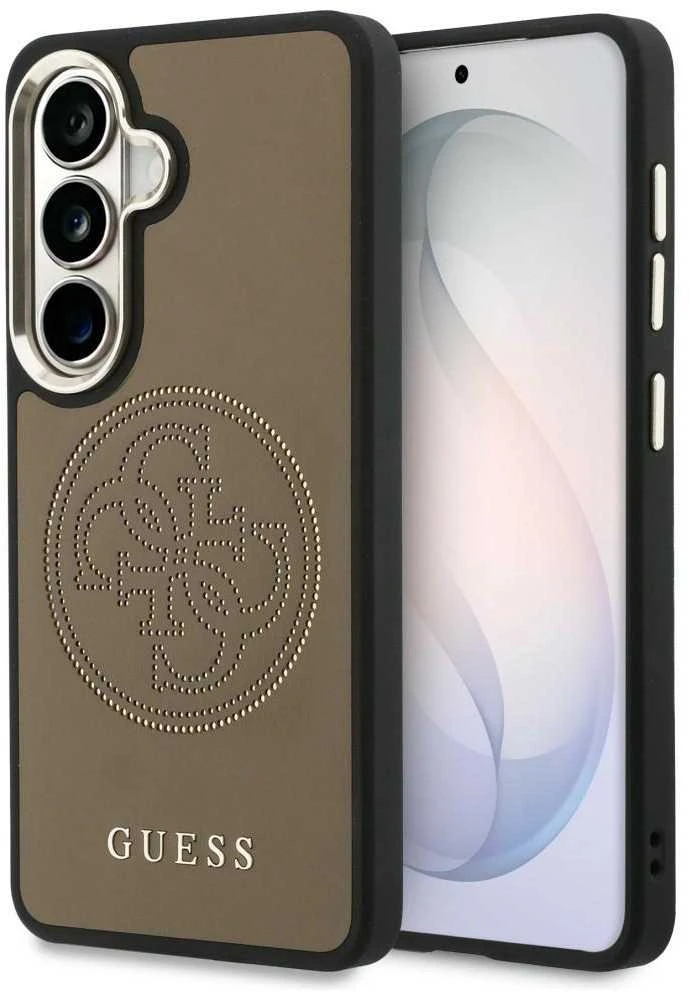 Guess PU Perforated 4G Logo Magnetic dėklas skirtas Samsung Galaxy S26 rudos spalvos