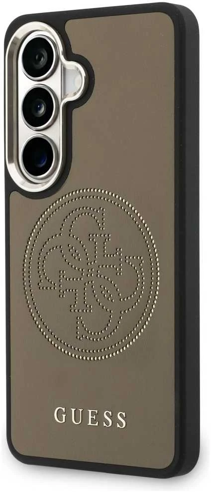 Guess PU Perforated 4G Logo Magnetic dėklas skirtas Samsung Galaxy S26 rudos spalvos