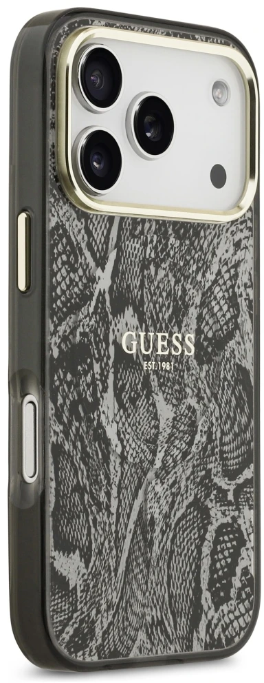 Dėklas Guess Python Pattern MagSafe Case for iPhone 17 Pro / 18 Pro - Juodas