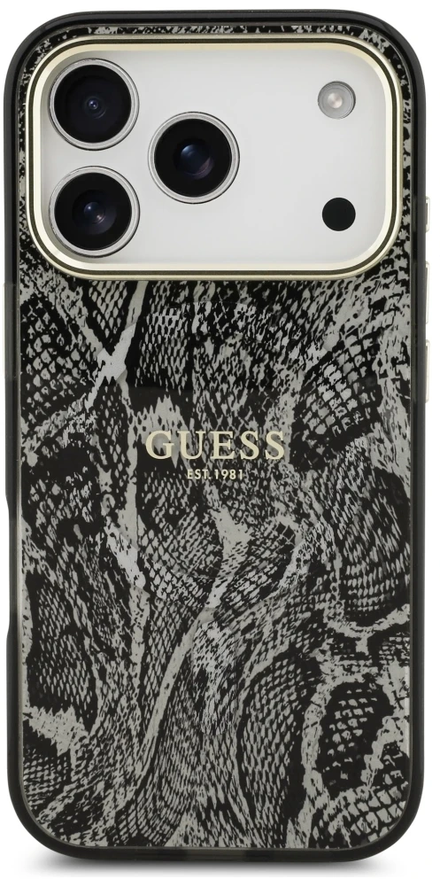 Dėklas Guess Python Pattern MagSafe Case for iPhone 17 Pro / 18 Pro - Juodas