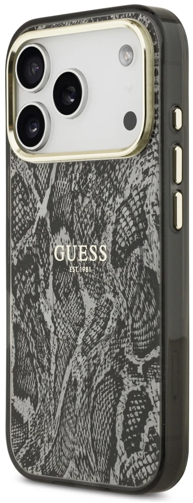 Dėklas Guess Python Pattern MagSafe Case for iPhone 17 Pro / 18 Pro - Juodas
