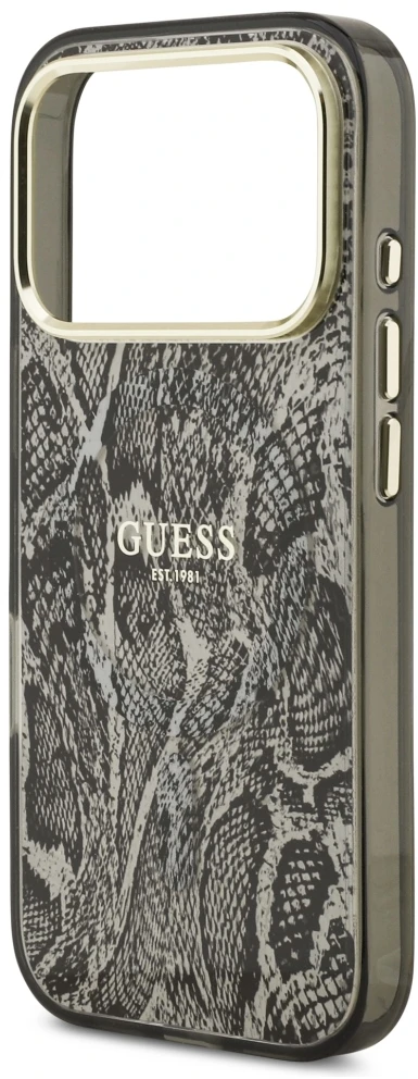 Dėklas Guess Python Pattern MagSafe Case for iPhone 17 Pro / 18 Pro - Juodas