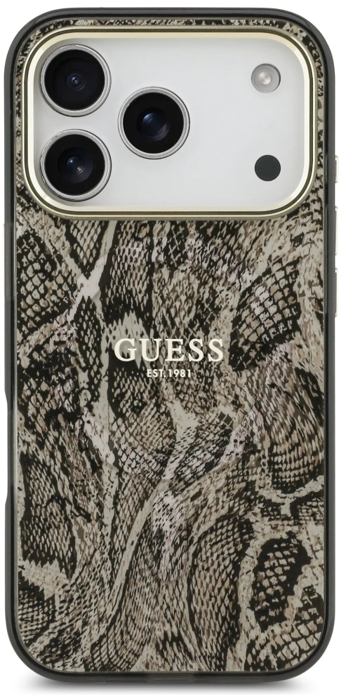 Dėklas Guess Python Pattern MagSafe Case for iPhone 17 Pro / 18 Pro - Brown