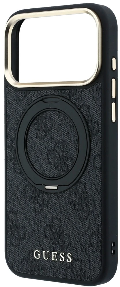 Dėklas Guess Ring Stand 360 4G Classic Logo MagSafe Case for iPhone 17 Pro / 18 Pro - Juodas