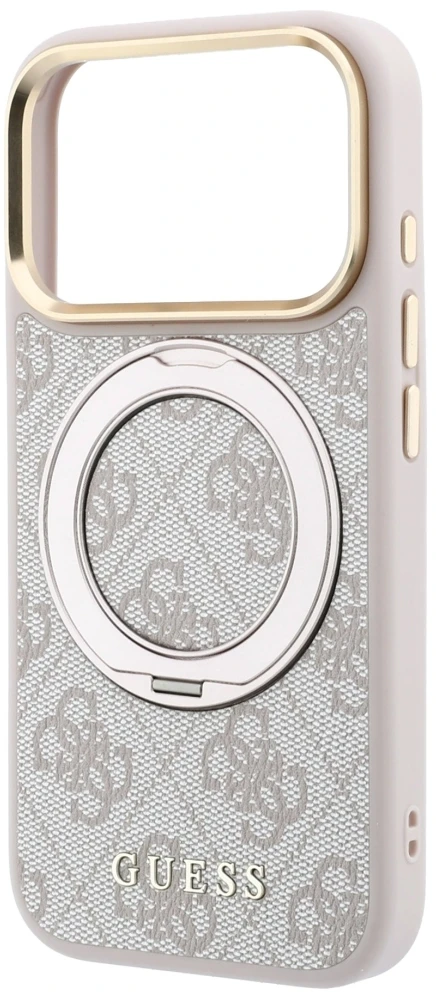 Dėklas Guess Ring Stand 360 4G Classic Logo MagSafe do iPhone 18 Pro Max / 17 Pro Max rožinė