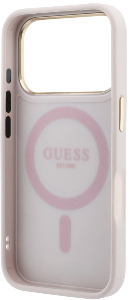 Dėklas Guess Ring Stand 360 4G Classic Logo MagSafe do iPhone 18 Pro Max / 17 Pro Max rožinė