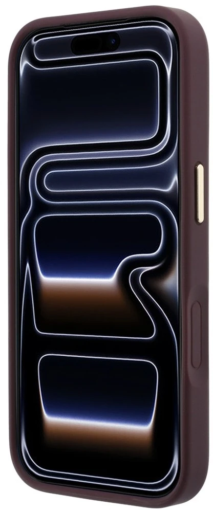 Dėklas Guess Ring Stand 360 Grained Classic Logo MagSafe do iPhone 18 Pro Max / 17 Pro Max bordo spalvos
