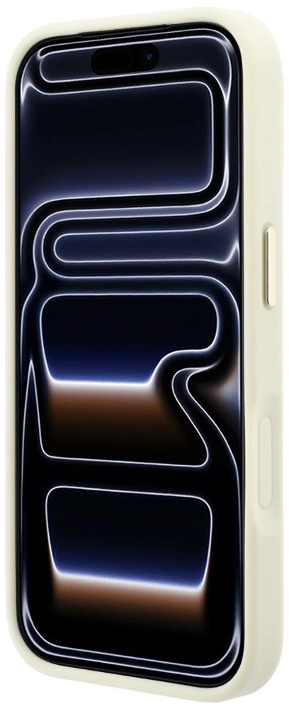 Dėklas Guess Ring Stand 360 Grained Classic Logo MagSafe do iPhone 18 Pro Max / 17 Pro Max smėlio spalva